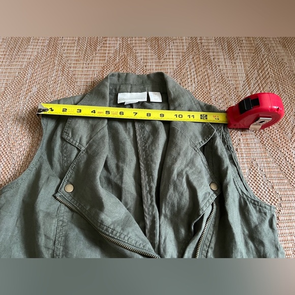 Cynthia Rowley Women's Army Green Linen Moto Vest,Sleeveless,Size Small - Picture 7 of 8
